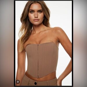 Dynamite Strapless Corset Bodysuit in Brown